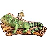 Old World Christmas Iguana Glass Blown Ornament for Christmas Tree, Handcrafted Holiday Decoration, Wildlife Animal Collection