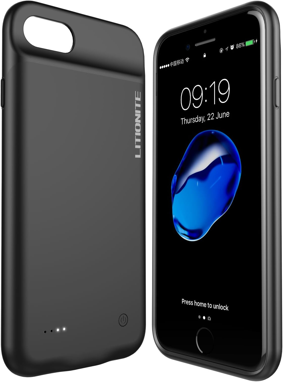 Litionite® Armour 4000mAh Battery Case Ultra Slim Design, Power Extra, 360° Protective Bumper + Skidproof Soft rubber material for Apple IPHONE 7 PLUS / 8 PLUS