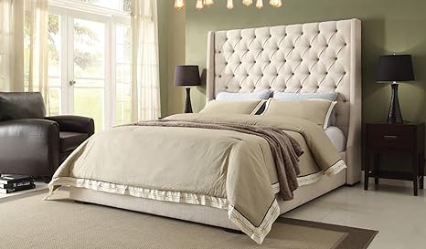 Diamond Sofa Park Avenue Eastern King Tufted Bed With Vintage Wing In Desert Sand Linen Amazon In Furniture Diamond Sofa Park Avenue Bed