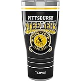 Tervis Traveler NFL Pittsburgh Steelers - Vintage Triple Insulated Tumbler Travel Cup Keeps Drinks Cold & Hot, 30oz, Stainless Steel