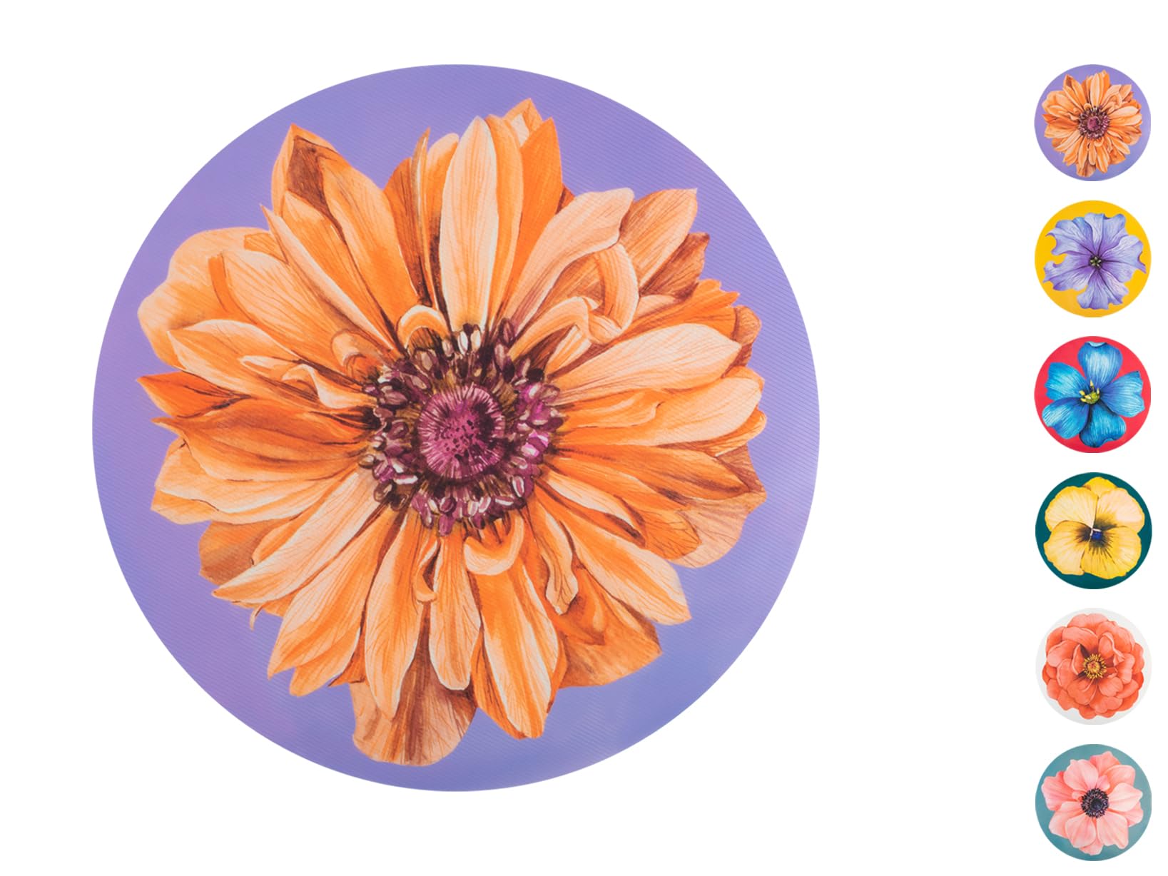 H&H Surreal Spring Set of 12 Round Placemats, Polypropylene, 34 cm