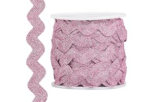 GORGECRAFT 16.5 Yards Metallic Rick Rack 0.6 Inch Glitter RIC Rac Trim Christmas Ribbon Rack Sparkly Zig Zag Wave Bending Fringe Ribbon Wavy Edge Fabric for Sewing Wedding Gift Wrapping, Hot Pink