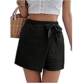 MakeMeChic Women's Summer Wrap Skirt Skorts High Waisted Wide Leg Shorts