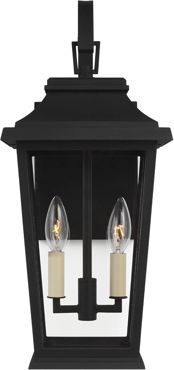 home decorators collection outdoor lighting on Feiss Ol15401txb Warren Stone Strong Outdoor Wall Sconce 2 Light 120 Watts 20 H X 9 W Textured Black Home Improvement Amazon Com