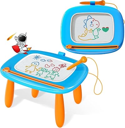Kikidex Magnetic Drawing Board for Toddlers 8.7in Doodle Learning Blue