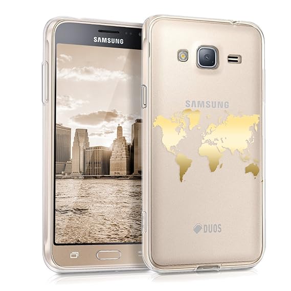 kwmobile Samsung Galaxy J3 (2016) DUOS Hülle - Handyhülle für Samsung Galaxy J3 (2016) DUOS - Handy Case in Gold Transparent