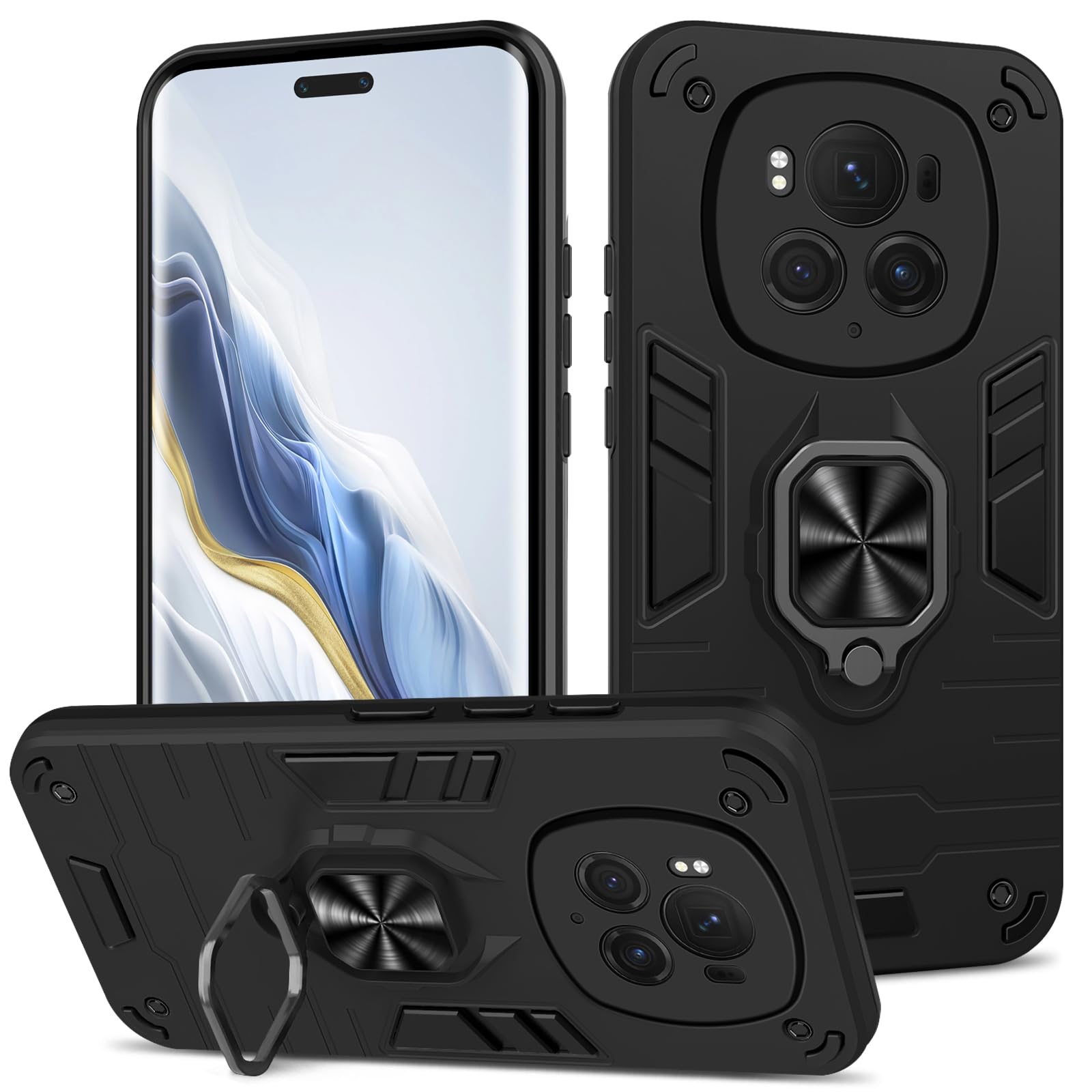 Btstring Case for Honor Magic 6 pro, Shockproof Tough Armour Phone Cover, Heavy Duty Personalised Case with Stand, Black — image 1