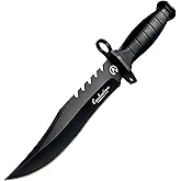 Fixed Blade Camping Knife, Hunting Knife with Nylon Sheath in Non-Slip Handle and High Carbon Stainless Steel Black Blade, Ta