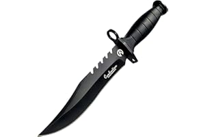 Fixed Blade Camping Knife, Hunting Knife with Nylon Sheath in Non-Slip Handle and High Carbon Stainless Steel Black Blade, Ta