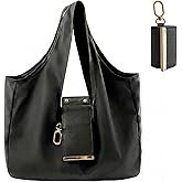Keychain Tote Bag, Foldable & Reusable Mini Bags with Key Ring，Waterproof Expandable Handbag for Daily