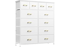 YILQQPER Dresser,White Dresser for Bedroom with 12 Drawers,Tall Dressers for Bedroom,White Fabric Dressers & Chest of Drawers for Bedroom,Closet,Nursery,Girls, White