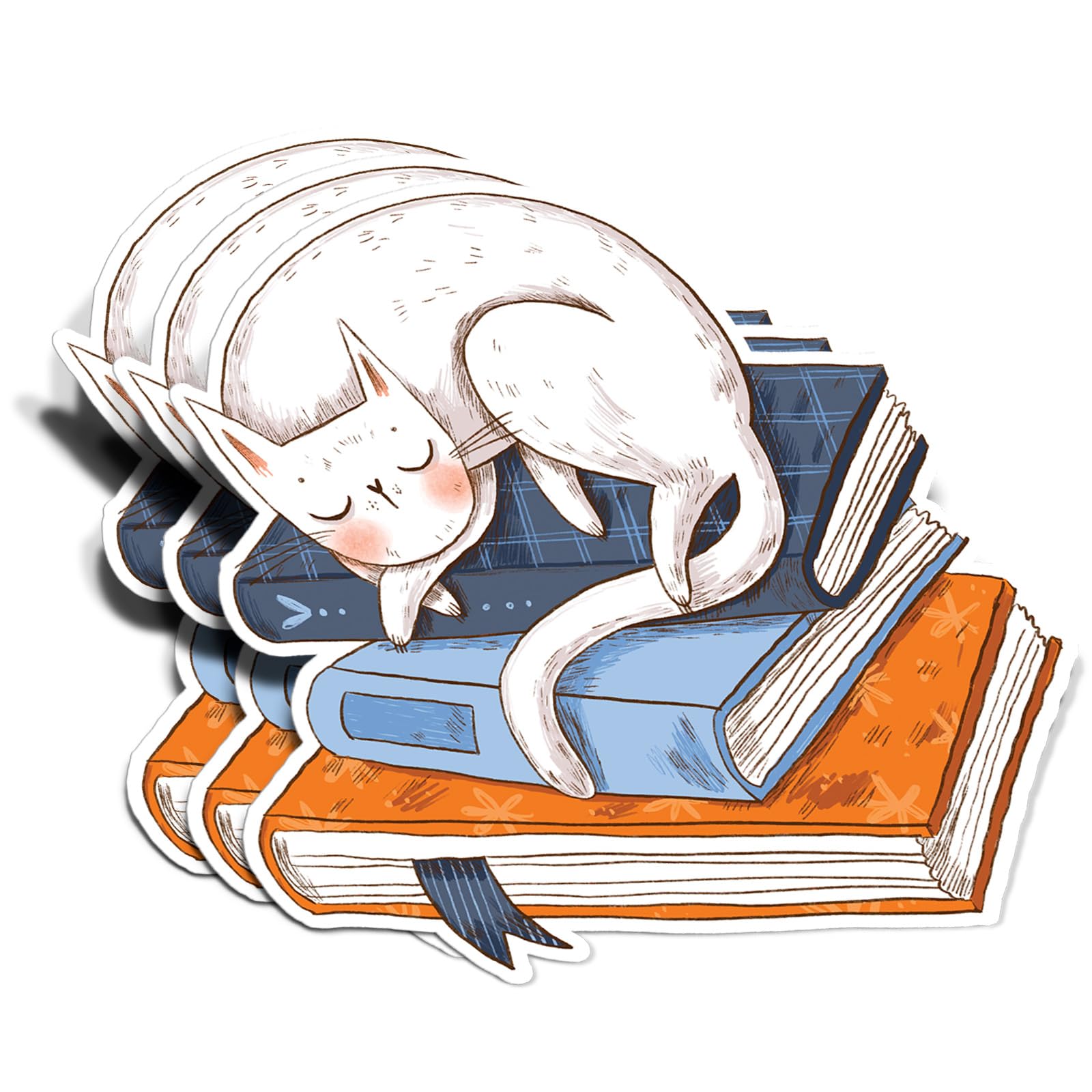 Photo 1 of (3Pcs) Cat and Books Sticker Reading Lover Nerd Book Addict Bookish Book Lover Gift Decal Waterproof Vinyl Stickers Adult for Laptop Kindle Car Tumbler Water Bottle Mug Phone Notebook - Size 3”x3”
