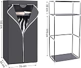 SONGMICS Fabric Wardrobe 75x45x160 cm Grey with Hanging Rail view 5