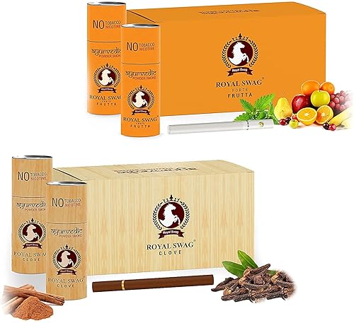 ROYAL SWAG Ayurvedic & Herbal Cigarette, Combo Pack of Fruta and Clove  Flavour Smoke (5 Stick/