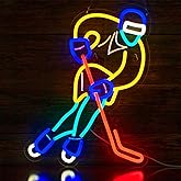 Ice Hockey Neon Signs for Wall Decor,Sport Hockey Player LED Neon light, Dimmable USB Powered, for Home Gym Bedroom Man Cave Arena Hockey Room Garage,Gift for Ice Hockey Fans,16.4 * 12.4 Inch