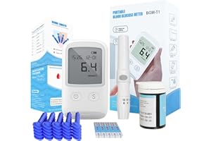 Blood Sugar Meter Kits with 25 Test Paper, Lancing Device, 25 Lancets, Rapid Detection, Easy to use