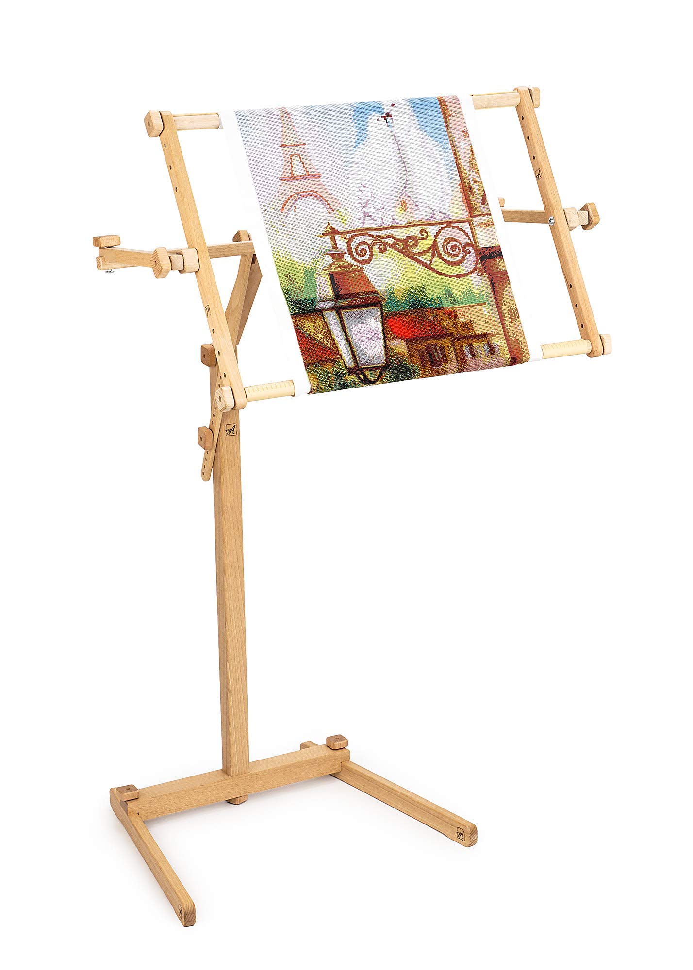 Photo 1 of Needlework Floor-Standing Type Stand with Adjustable Frame Made of Organic Beech Wood Tapestry Cross Stitch Embroidery Frame Holder (15.7" x 22")