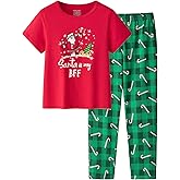 UNICABBIT21 Pajamas for Girls Cute Unicorn Pants and Short Sleeve Tee Big Kids Cotton Sleepwear Set Size 6-16