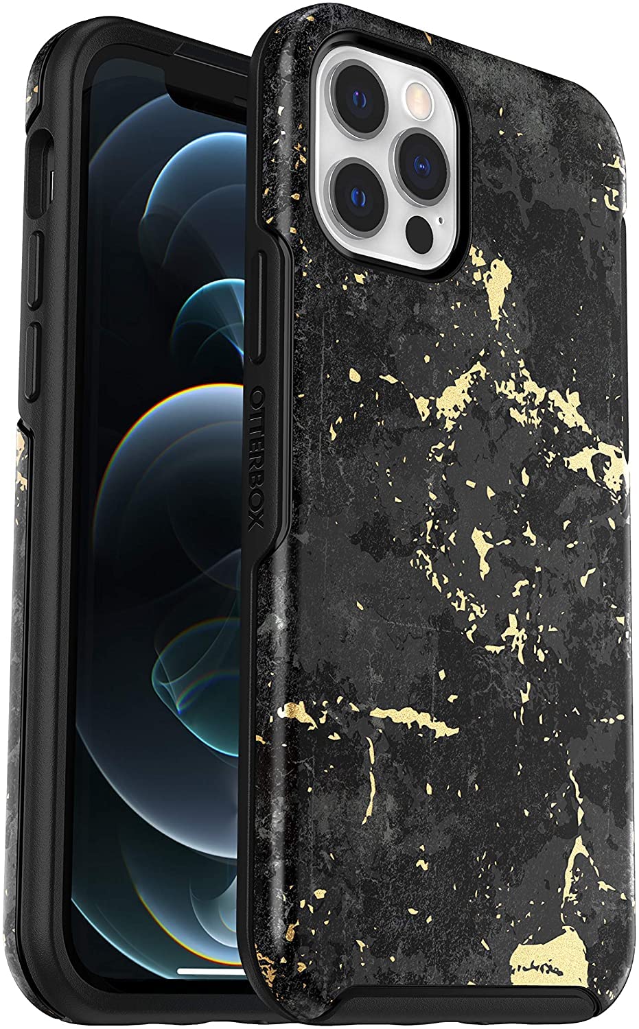 OtterBox 77-65755 Symmetry Case, Shockproof, Drop proof, Protective Thin Case, 3x Tested to Military Standard, Black/Gold, iPhone 12 mini