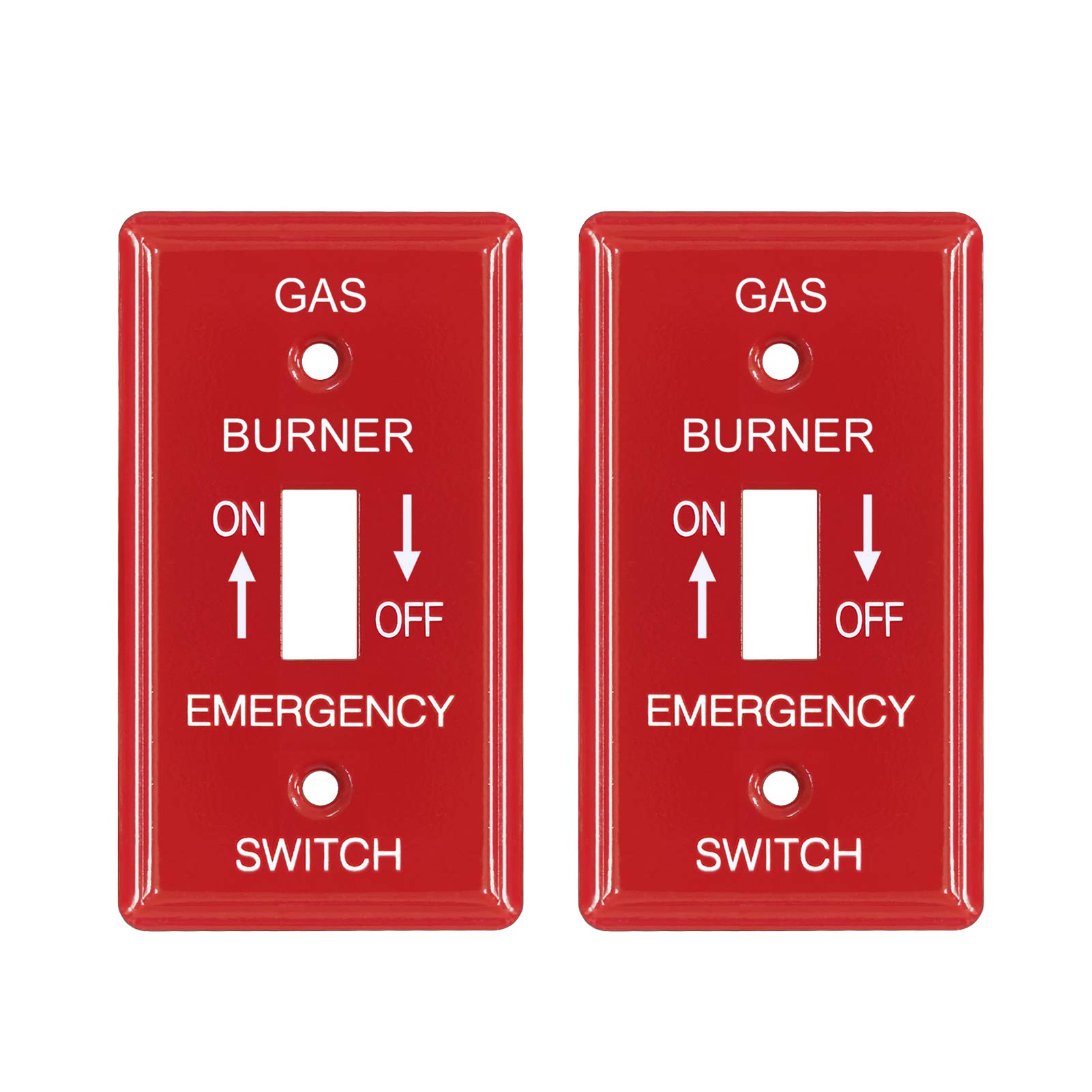 Photo 1 of [2 Pack] BESTTEN 1-Gang Red, Emergency Shut-Off Toggle Metal Switch Plate, Utility