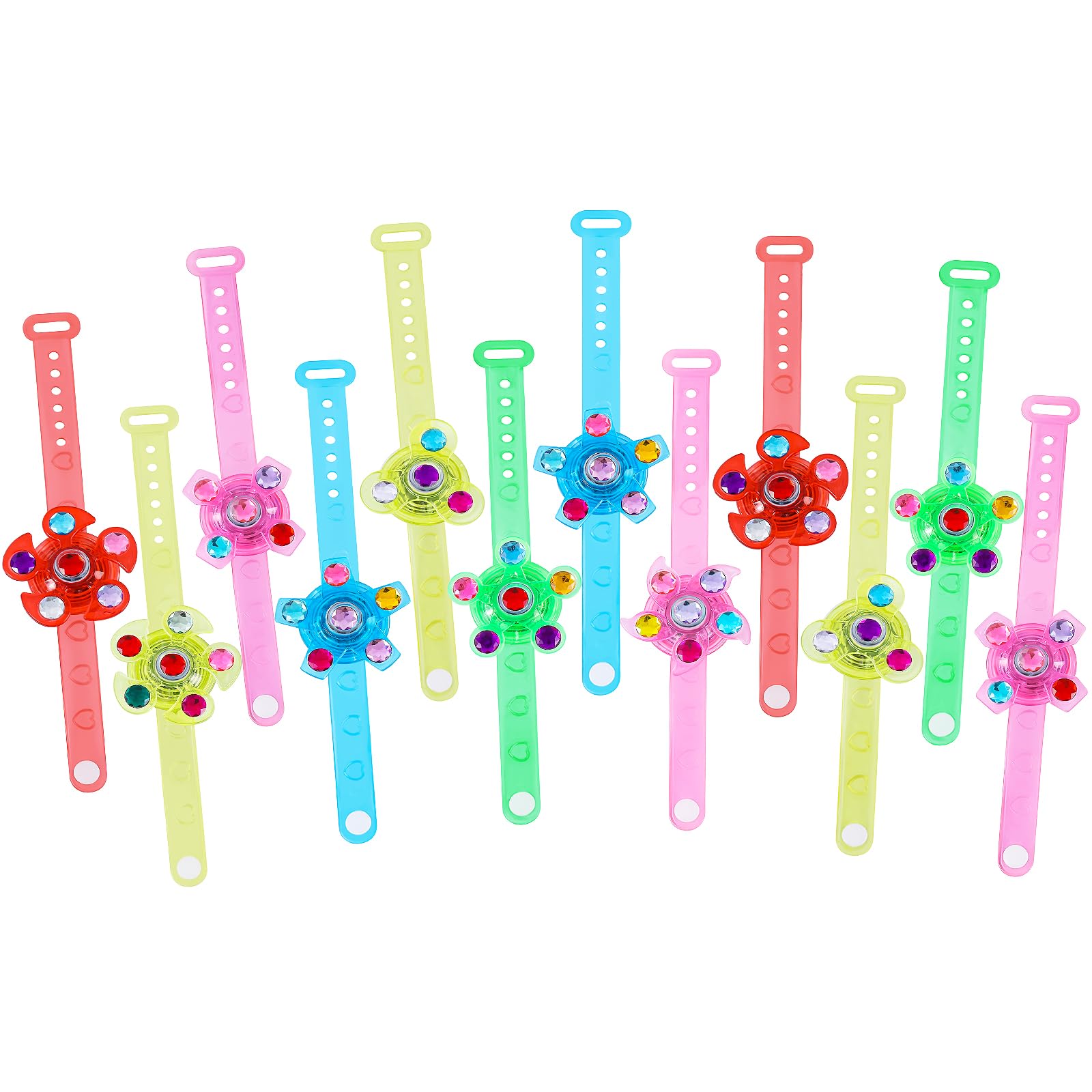 MACALOCA 24Pack LED Light Up Fidget Spinner Bracelets, Glow in The Dark Party Favors for Kids 4-8 8-12, Treasure Box Toys for Classroom, Birthday Gifts, Valentines Day Gifts Goodie Bags Stuffers