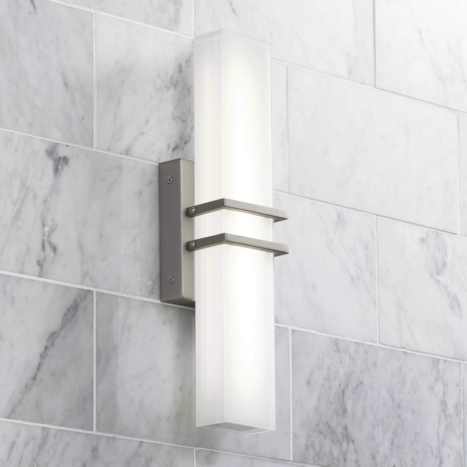 Exeter Modern Wall Light LED Brushed Nickel 17" Vanity Fixture for Bathroom Over Mirror Bedroom