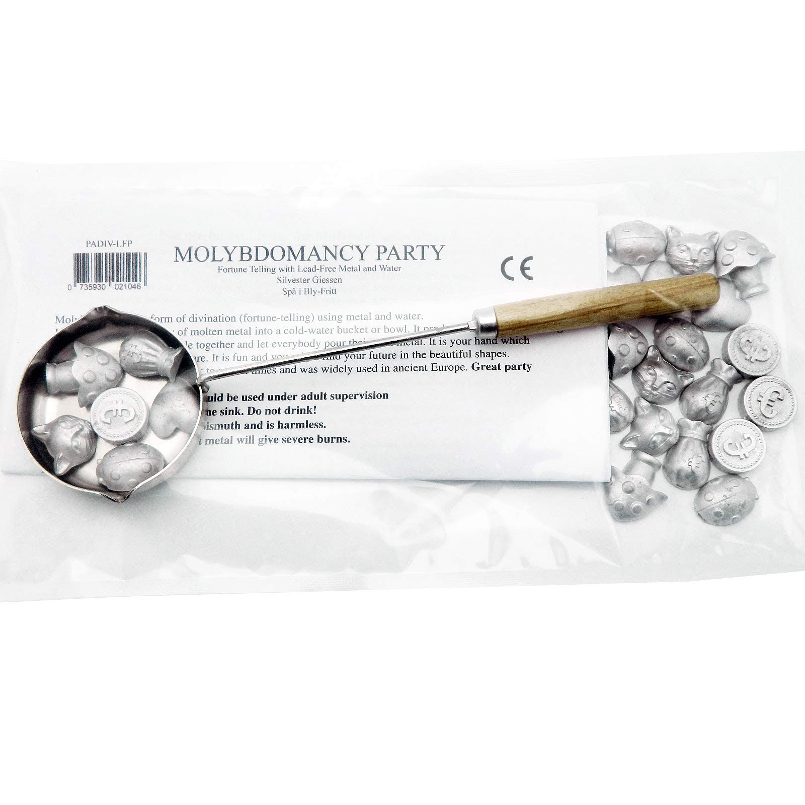 Prince August Molybdomancy Divination Party Kit - Fortune telling with low melting point metal in water. -Non-Toxic. (24 Charms)