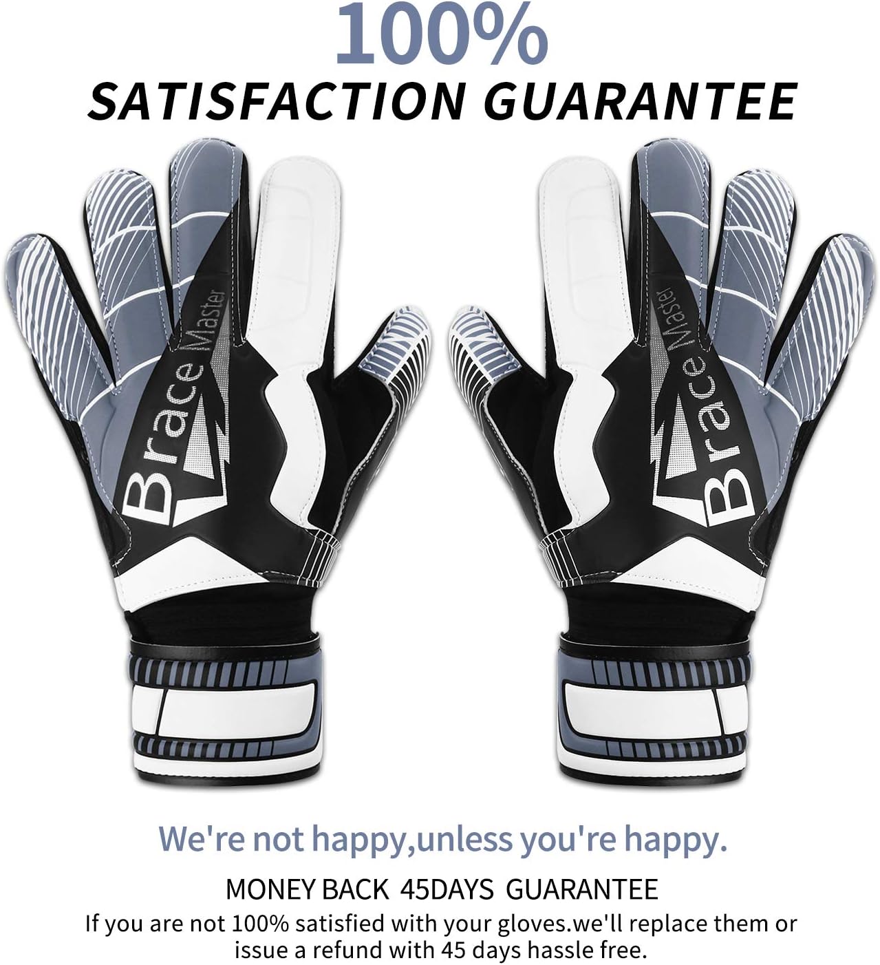 Goalie Gloves for Youth & Adult, Goalkeeper Gloves Kids with Finger Support, Black Latex Soccer Gloves for Men and Women, Junior Keeper Football Gloves for Training and Match, Size 7/8/9/10/11 : Sports & Outdoors