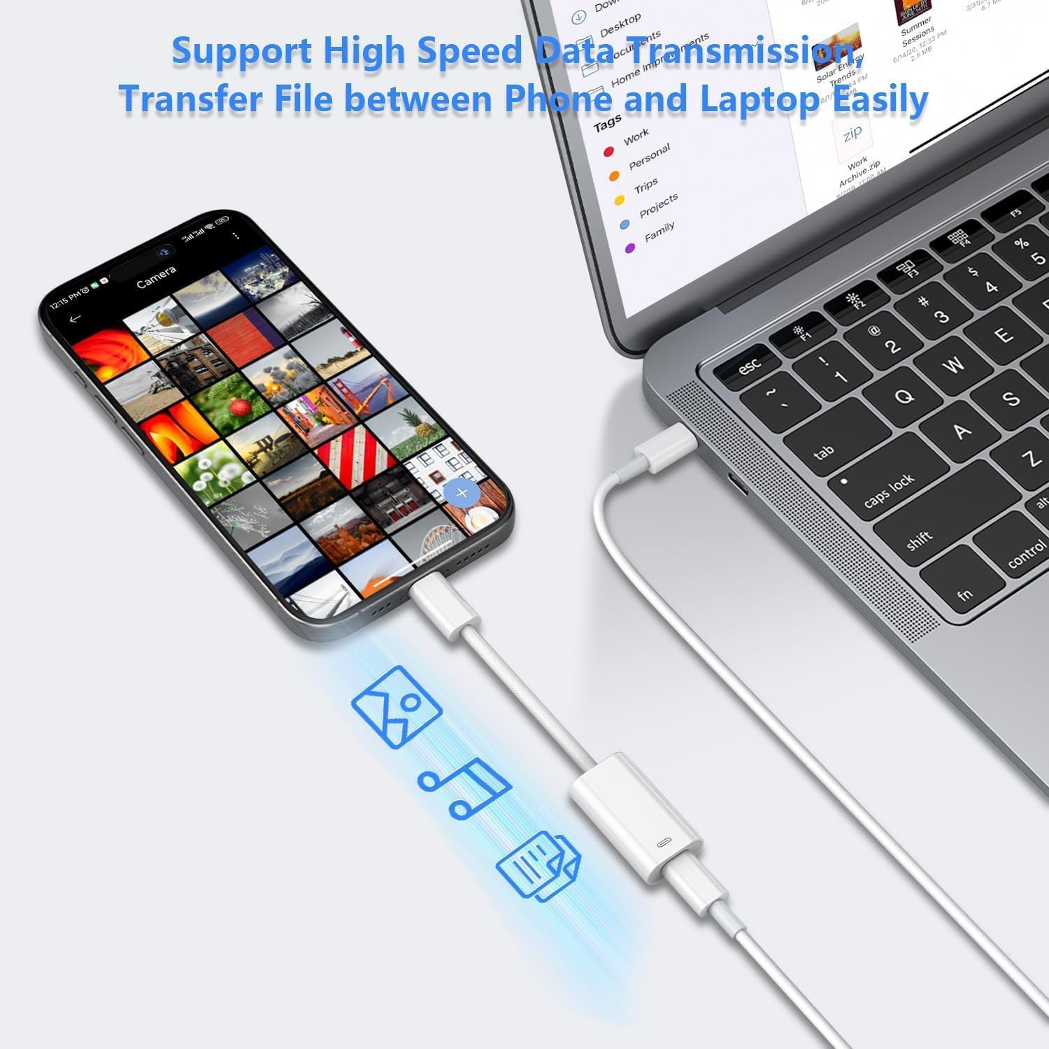 USB C to Lightning Headphone Audio Adapter for iPhone 16 15 Plus Pro Max with Charge Data,Type C Male to Female Lightning Earphone Converter Dongle for iPad Pro Air Mini MacBook
