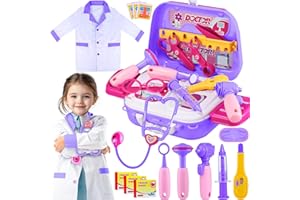GINMIC Doctor Kit for Toddlers 3-5, 22 Pieces Pretend Play Doctor Set with Halloween Role Play Doctor Costume and Carry Case for Toddlers and Kids, Medical Dr Kit Toys for Girl Age 3 4 5 6 7 Year Old