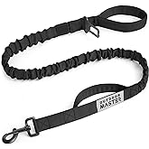 OutdoorMaster Bungee Dog Leash with Shock Absorption, 2 Padded Handles Training Leash, Improved Dog Safety and Comfort - Black Upgraded, 4 FT