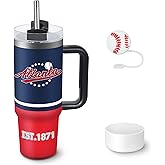 Veminei Tumbler 30oz Straight Skinny Car Cups With Insulated Cup Sleeve Portable Handle, Sports Travel Coffee Mug, Stainless Steel, Insulated,Classic Collection Gifts for Fans