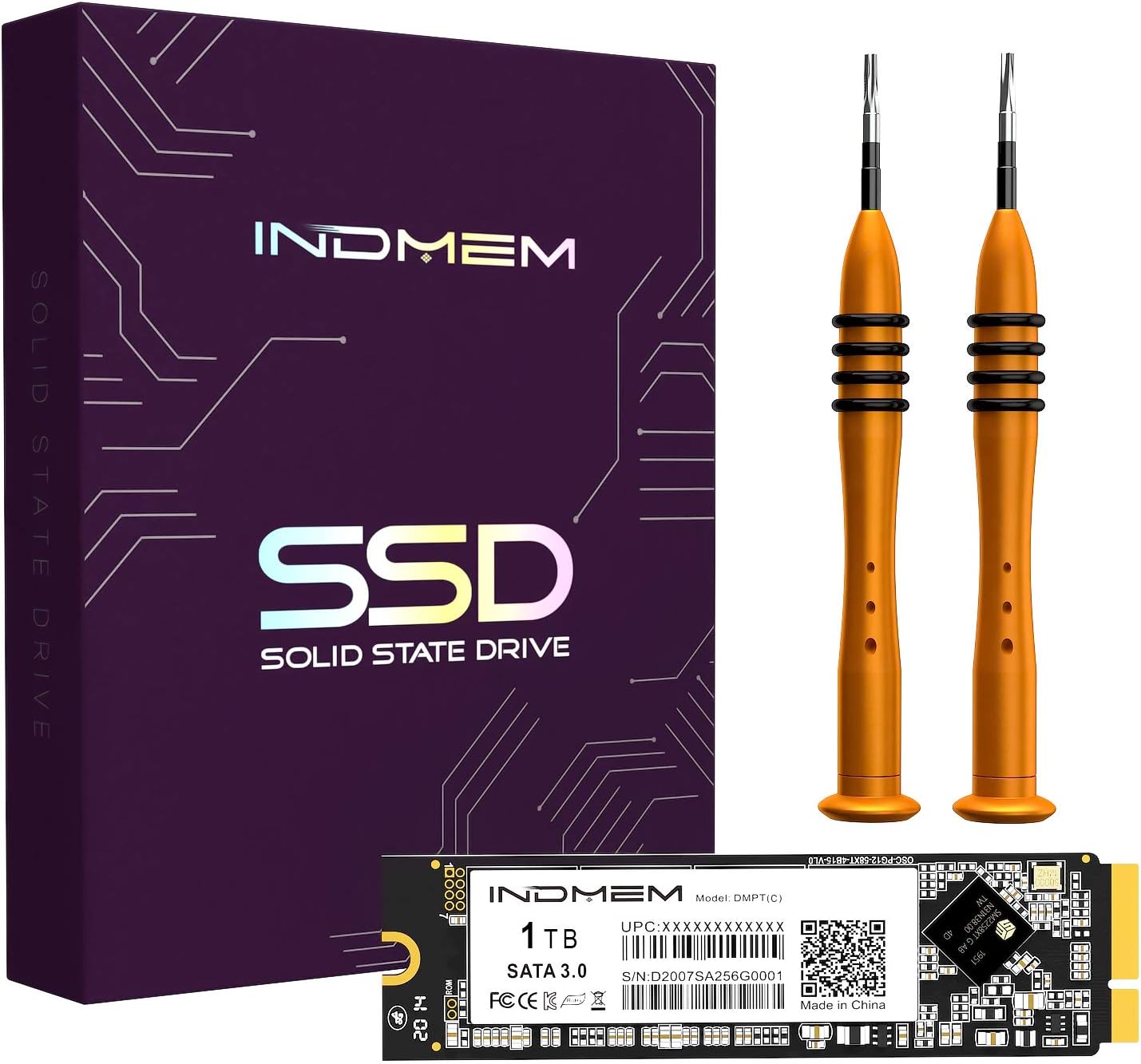 INDMEM SATA SSD 1TB 3D TLC Flash Hard Drive with Tools for MacBook Pro Retina Mid 2012, Late 2012, Early 2013 A1425 (EMC 2557/2672), A1398 (EMC 2512/2673)