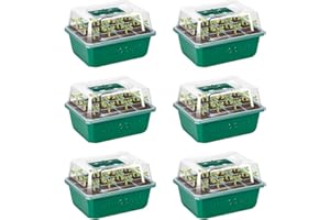 VIVOSUN 6-Pack Seed Starter Trays, 72-Cell Seed Starter Kit with Humidity Dome, Flat Reusable Plant Germination Trays with Drain Hole, Green Propagation Tray for Planting Seeds