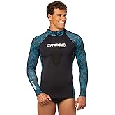 Cressi Cobia Hooded Long Sleeve Rash Guards, Camo Blue, Long Sleeve, 2XL