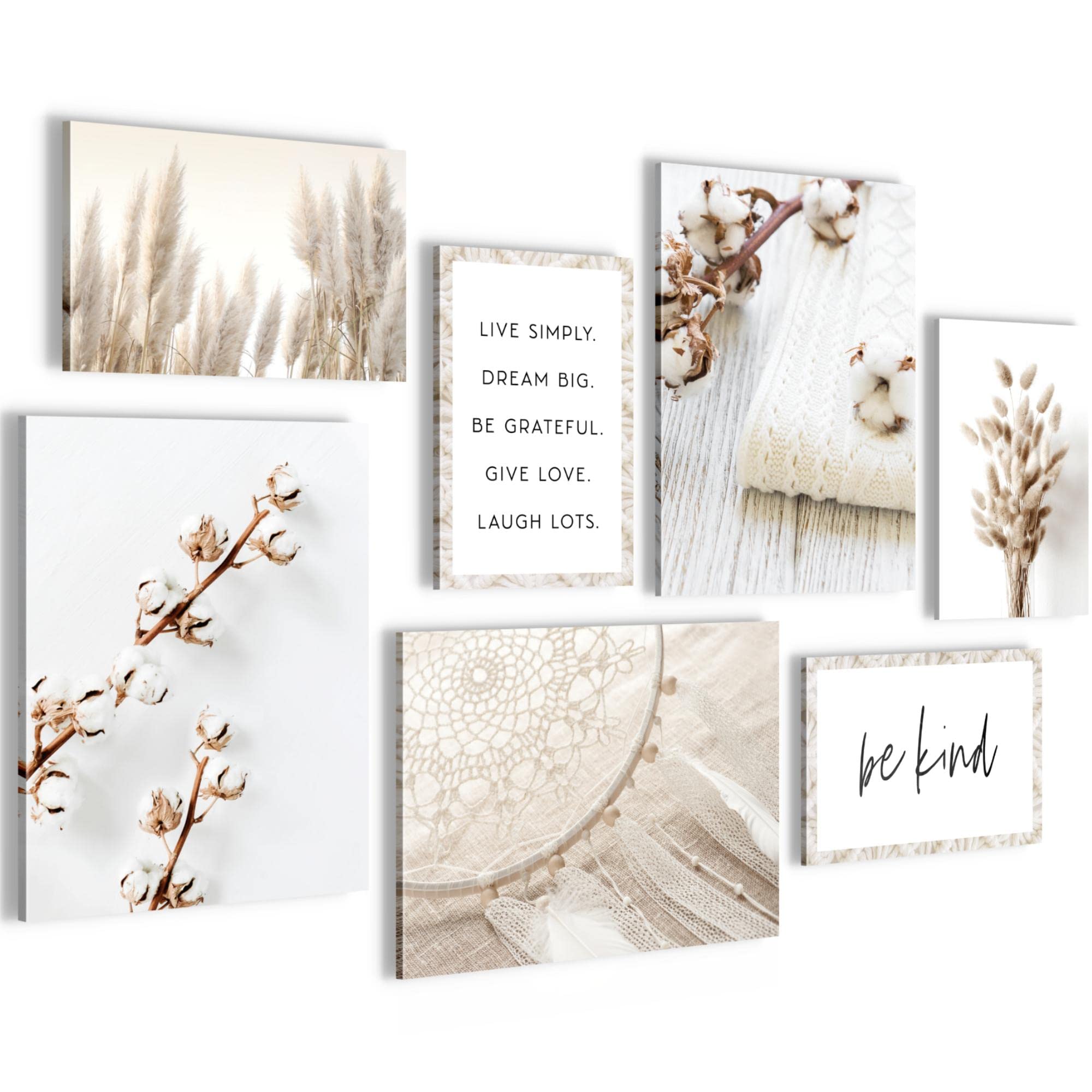 Novart Wall pictures Flowers Plants - COMPLETELY READY TO HANG - Nature Living Room Bedroom Office - 7 Modern Mood Pictures - N020171a