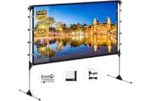 NIERBO Projector Screen with Stand 100 inch 16:9 HD 4K Portable Indoor Outdoor Movie Screen Foladable Outdoor Projector Scree