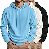 August Alley 3 Pcs Mens Big and Tall Hoodies Long Sleeve Pullover Lightweight Hooded Loose Drawstring Athletic Sweatshirts