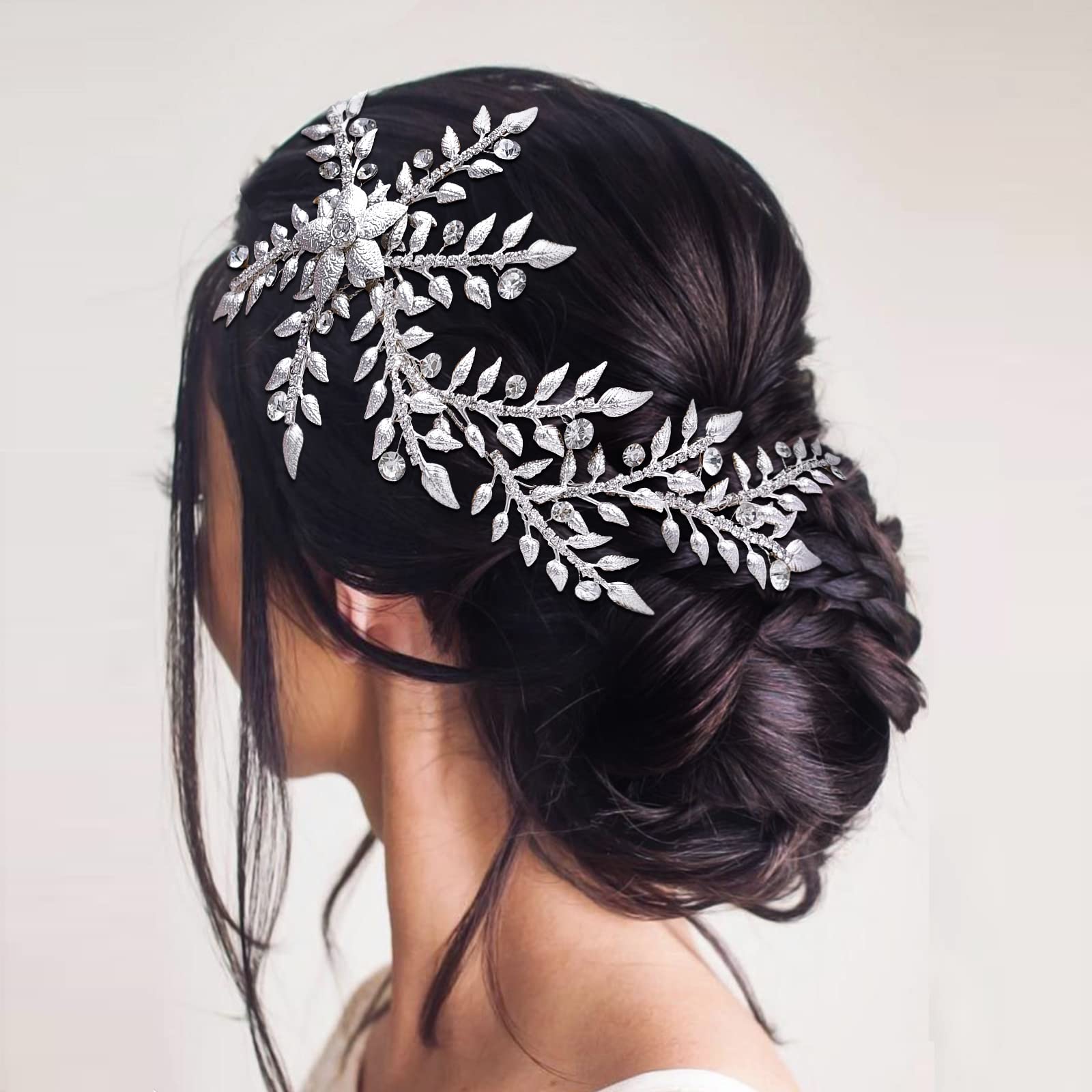 YouLaPan Hair Comb Hair Accessories Wedding Bridal Headband Silver Jewellery Hair Clip Rhinestone (HP522) (Silver)
