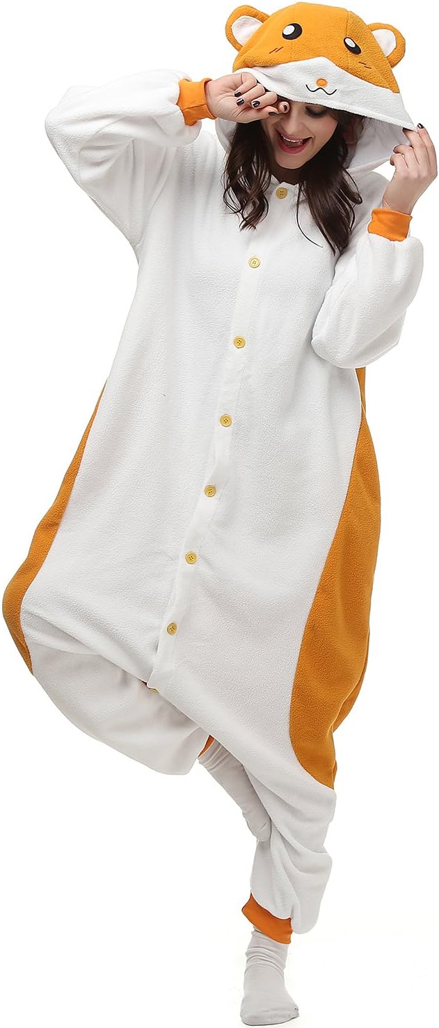 Oneises Women Men's Animal Hamster Onesie Halloween Costume Pamamas Partywear