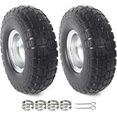 AR-PRO 10" Solid Tire and Wheel, Flat Free 4.10/3.50-4 Tire, 2-Pack | 500lbs Dynamic Load, 5/8" Bearings, 2.2" Offset Hub, for Hand Trucks, Wheelbarrows, Dollies &amp; Utility Carts