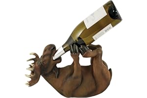 True Mischievous Moose Polyresin Wine Bottle Holder Set of 1, Brown, Holds 1 Standard Wine Bottle