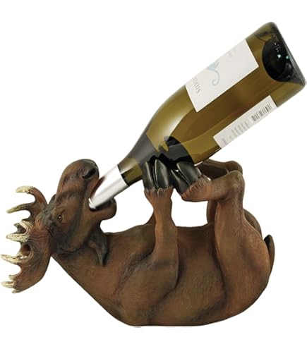 DWK Black Bear Decorative Wine Bottle Holder Home Bar Decor