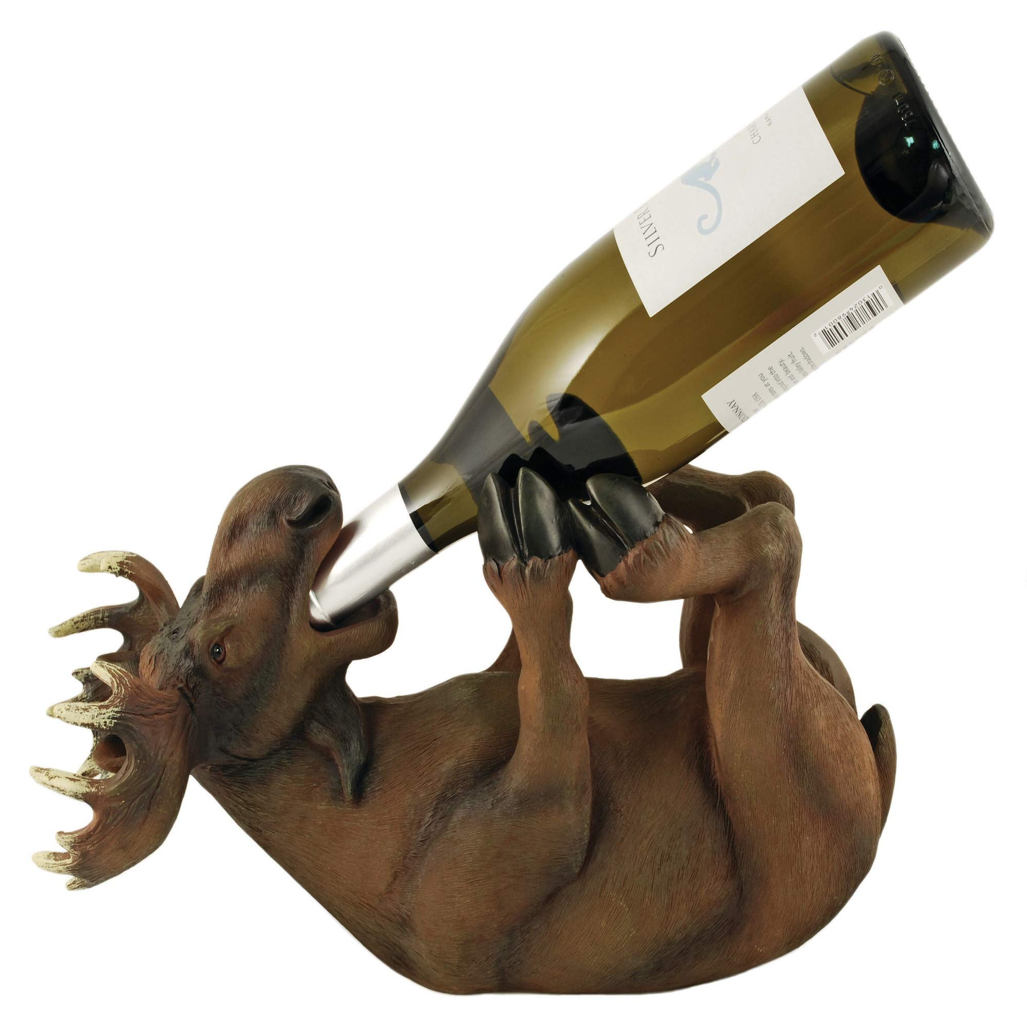 True Mischievous Moose Polyresin Wine Bottle Holder