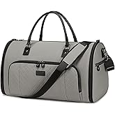 Vessgra Garment Bag for Airplane Travel, Carry On Garment Duffle Bags for Women, 2 in 1 Travel Suit Bag with Shoes Compartment Carry on Bag Hanging Garment Bag Travel with Shoulder Strap,Grey