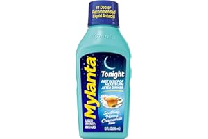 Mylanta Heartburn and Gas Relief, Liquid Antacid, Tonight Formula, Honey Chamomile Flavor, 12 Fl Oz