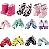 6 Pairs of Doll Shoes Include Boots Leather Shoes Fits 18 Inch American Girl Doll