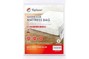 TopSoon 2PK Mattress Bag – Clear Plastic Mattress Disposal Bag – Moving & Storage Cover for Mattress or Box Spring – Heavy-Du