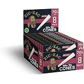 Zig-Zag Ultra Thin Mini Pre Rolled Cones 70mm - 18 Pack Carton (8 Cones per Pack) | Easy Fill, Convenient Carrying | Prerolled