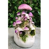 Ebros Gift Day of The Dead Flora and Fauna Shroom Skull with Purple Fungi Mushrooms Figurine DOD Flower Floral Vines Sugar Skull Cranium Sculpture As Halloween Ossuary Macabre Decor Collectible
